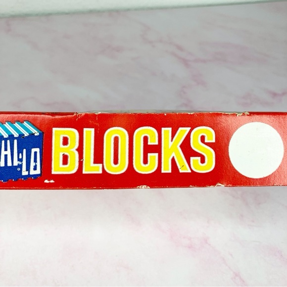 Vintage Halsam wooden block set 24 in original box interlocking hi-lo blocks - Picture 7 of 11